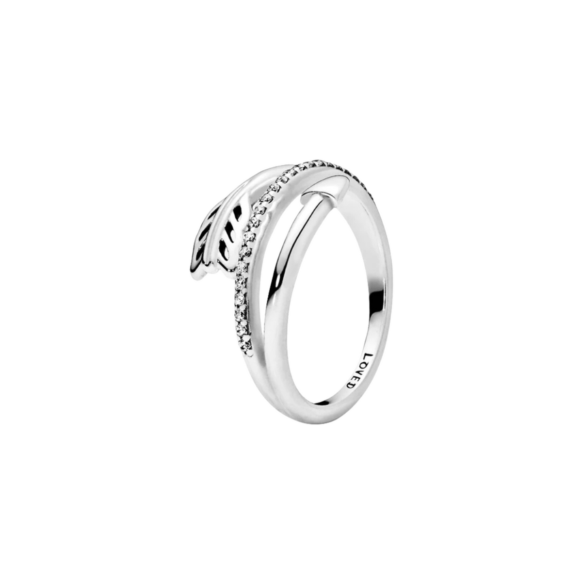 Anillo Abierto Hoja Brillante en Plata de Ley 925 - Vijuvera