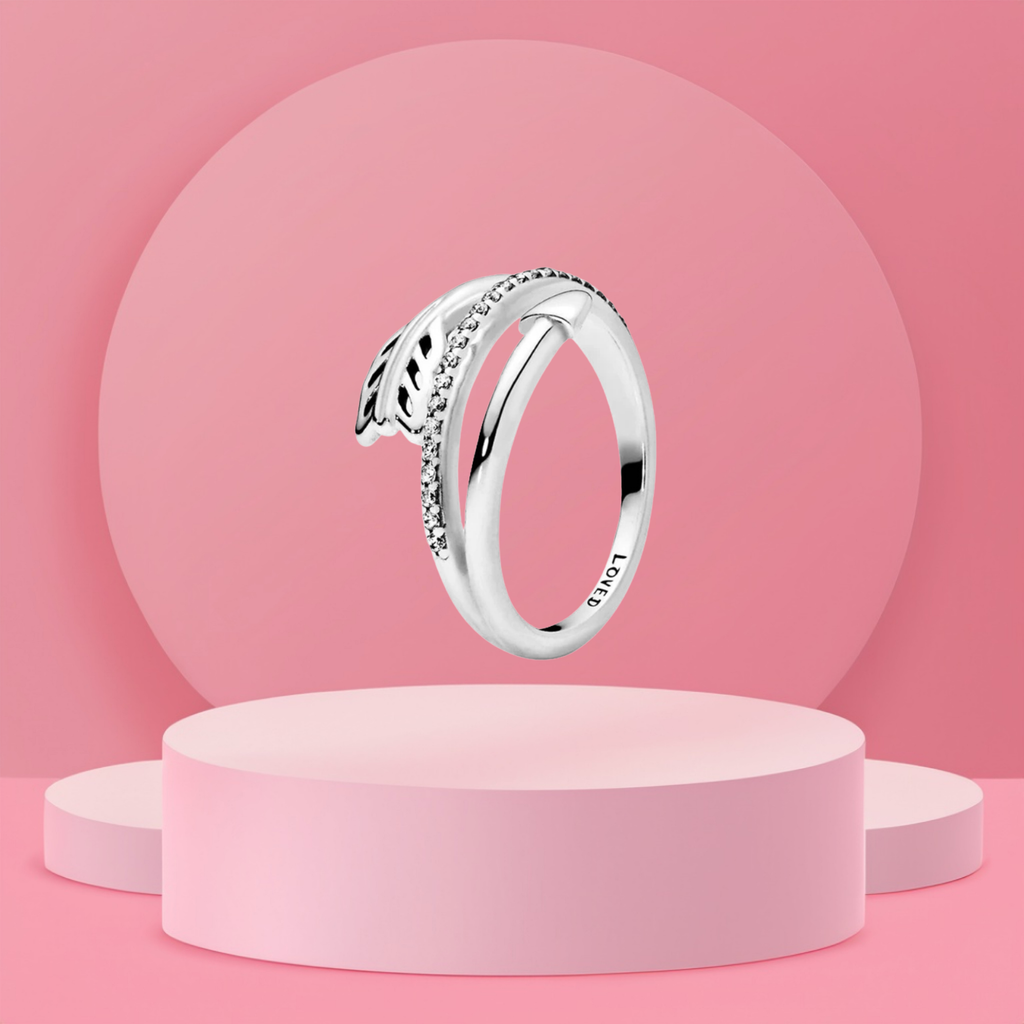 Anillo Abierto Hoja Brillante en Plata de Ley 925 - Vijuvera