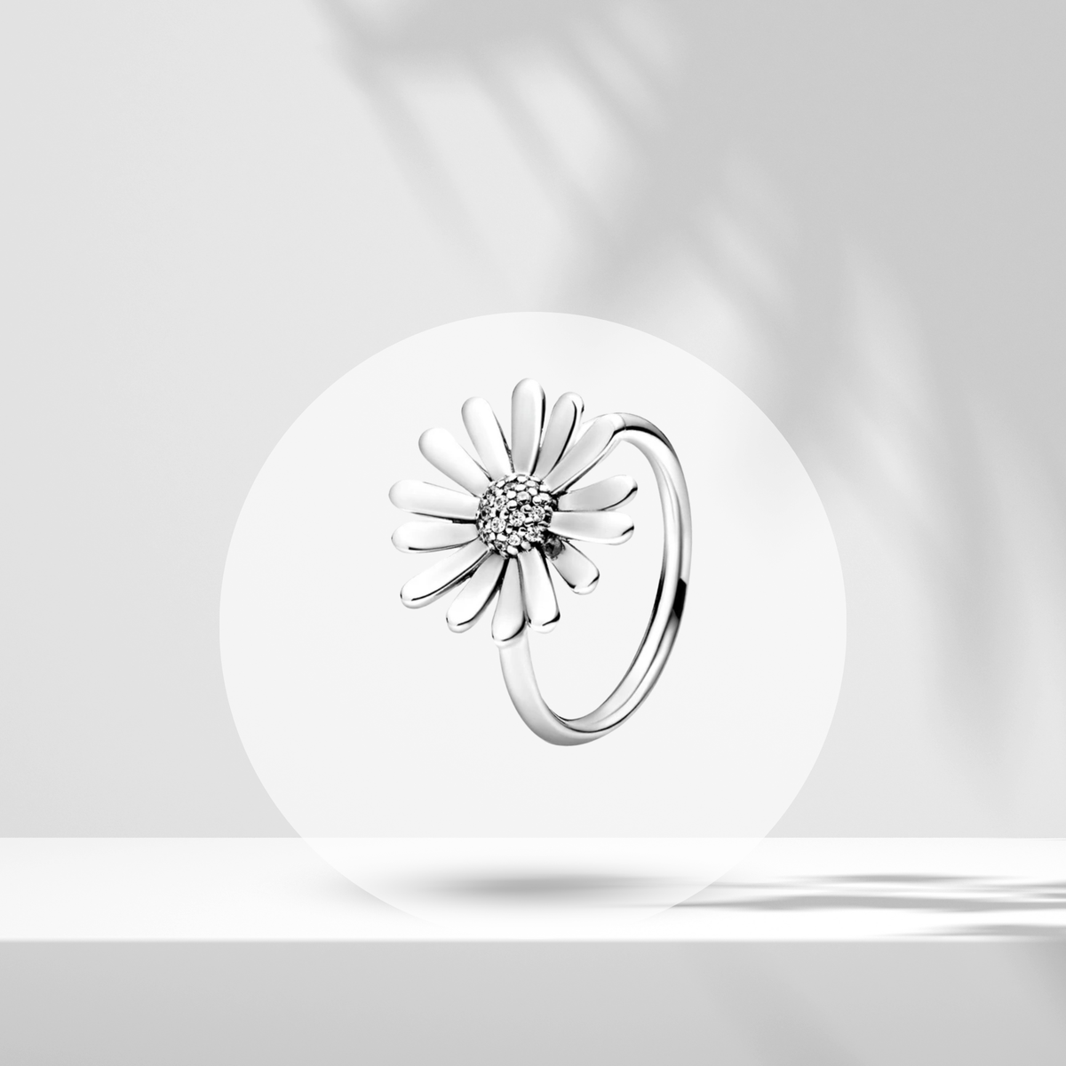 Anillo Abierto Margarita Brillante en Plata de Ley 925 - Vijuvera
