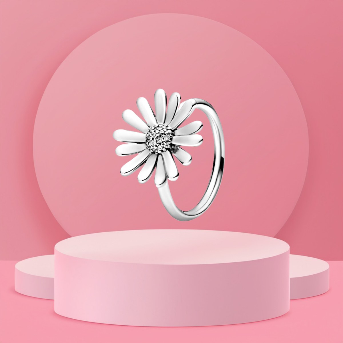 Anillo Abierto Margarita Brillante en Plata de Ley 925 - Vijuvera