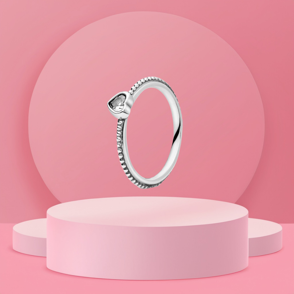 Anillo Corazón Transparente en Plata de Ley 925 - Vijuvera