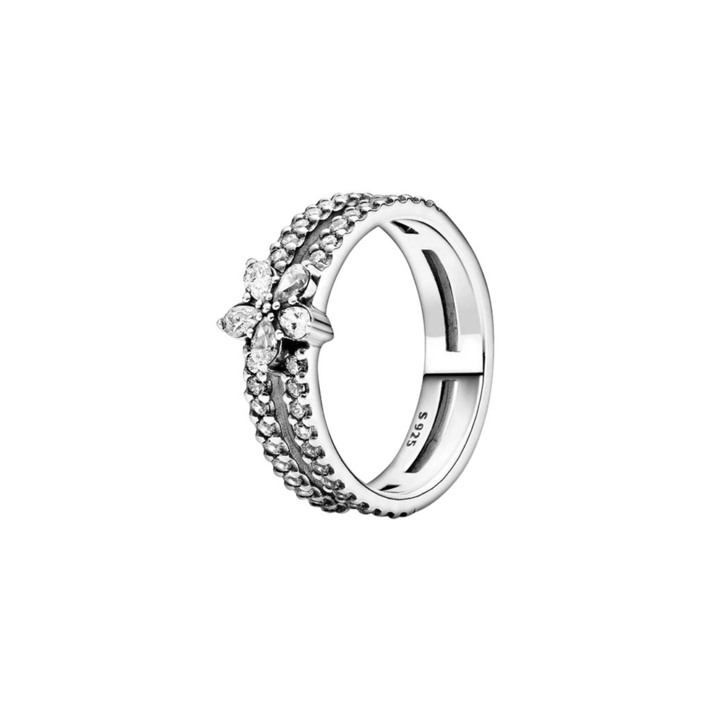 Anillo Doble Banda Flor en Plata de Ley 925 - Vijuvera