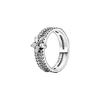 Anillo Doble Banda Flor en Plata de Ley 925 - Vijuvera