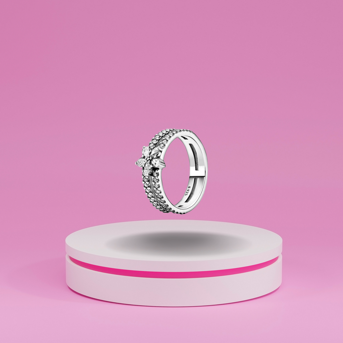 Anillo Doble Banda Flor en Plata de Ley 925 - Vijuvera