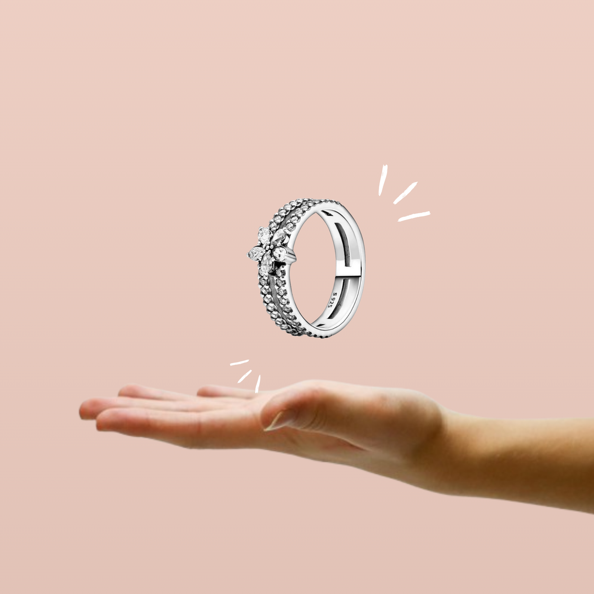 Anillo Doble Banda Flor en Plata de Ley 925 - Vijuvera