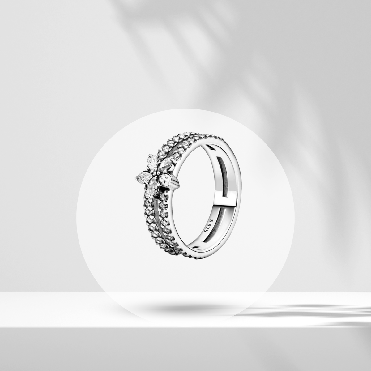 Anillo Doble Banda Flor en Plata de Ley 925 - Vijuvera