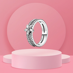 Anillo Doble Banda Flor en Plata de Ley 925 - Vijuvera