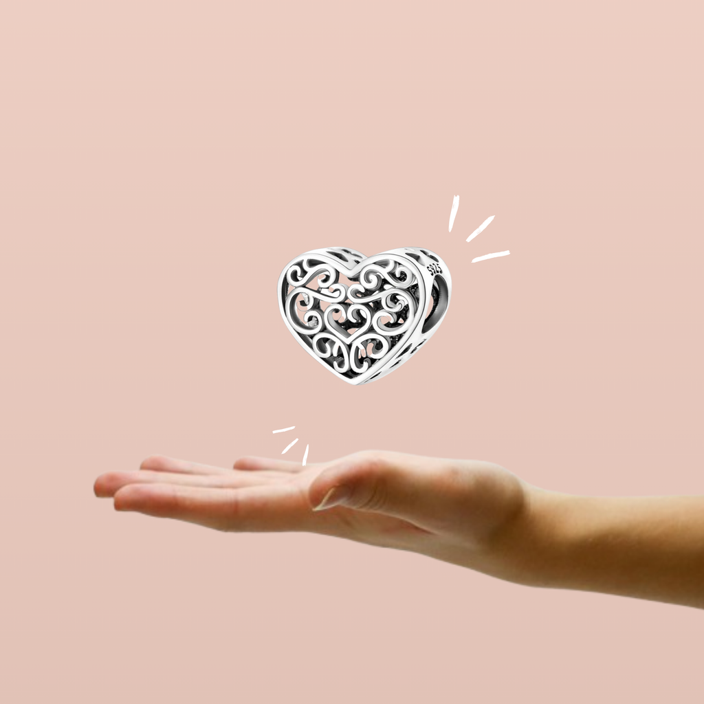 Charm Corazón Filigrana en Plata de Ley 925 - Vijuvera