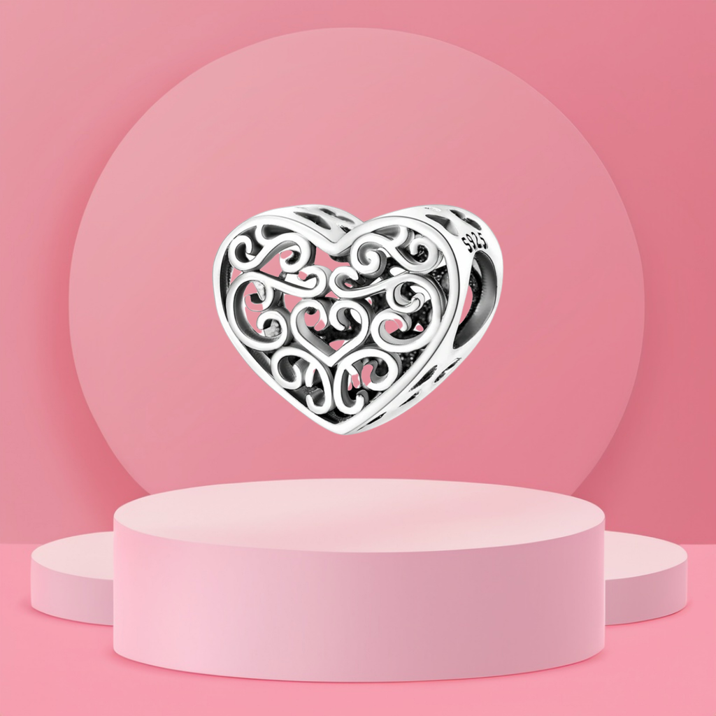Charm Corazón Filigrana en Plata de Ley 925 - Vijuvera