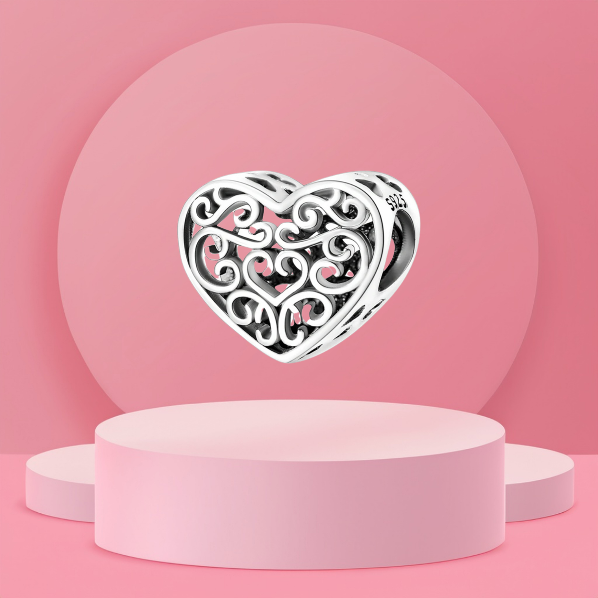 Charm Corazón Filigrana en Plata de Ley 925 - Vijuvera