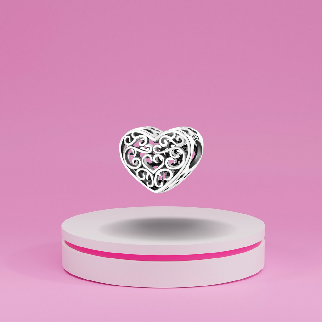 Charm Corazón Filigrana en Plata de Ley 925 - Vijuvera