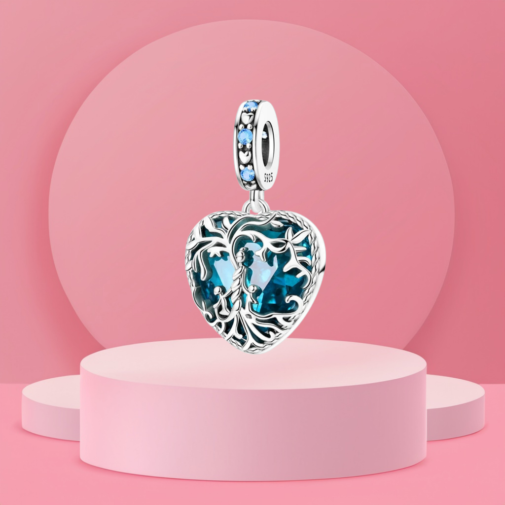 Charm Árbol de la Vida Azul en Plata de Ley 925 - Vijuvera