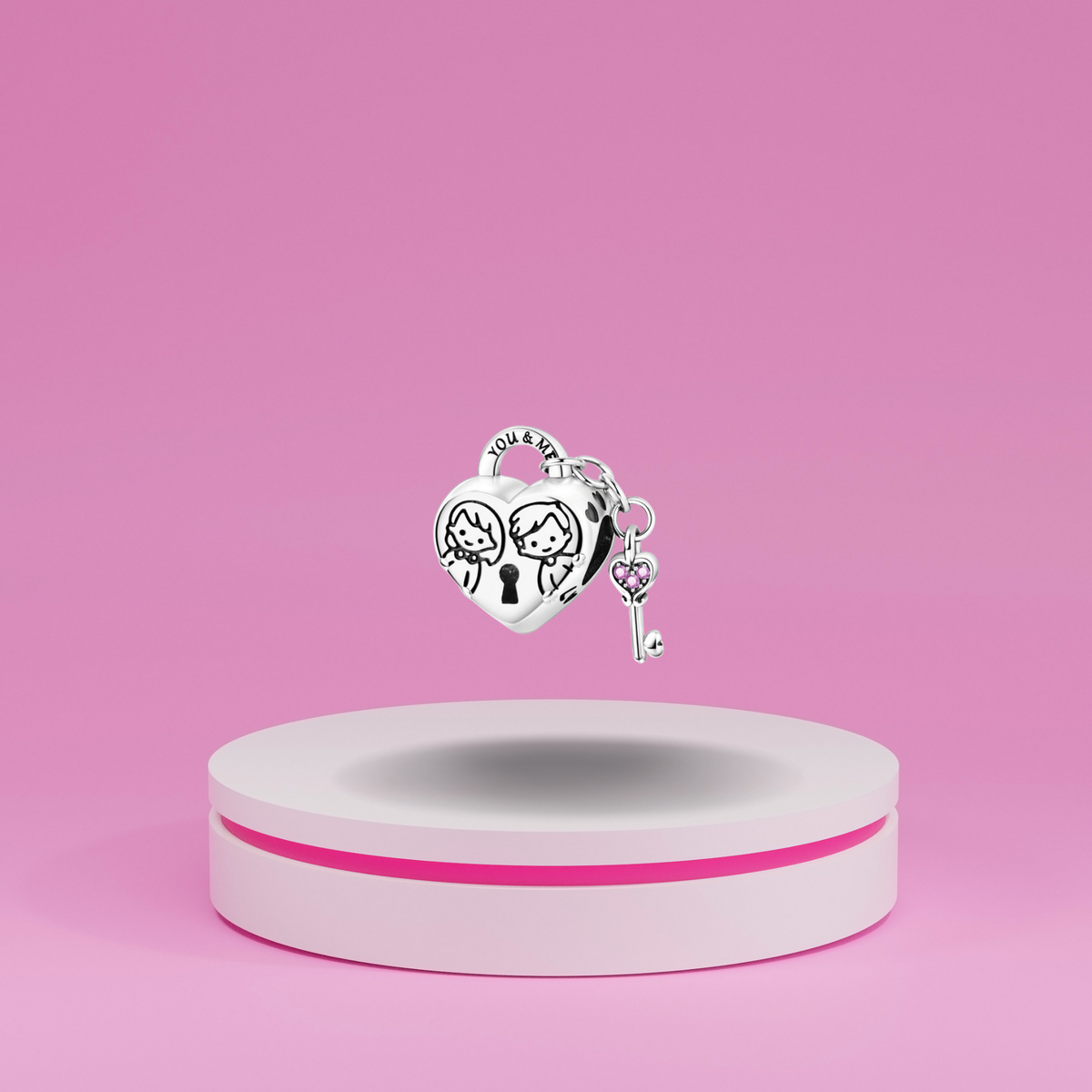 Charm Corazón You & Me con Llave en Plata de Ley 925 - Vijuvera