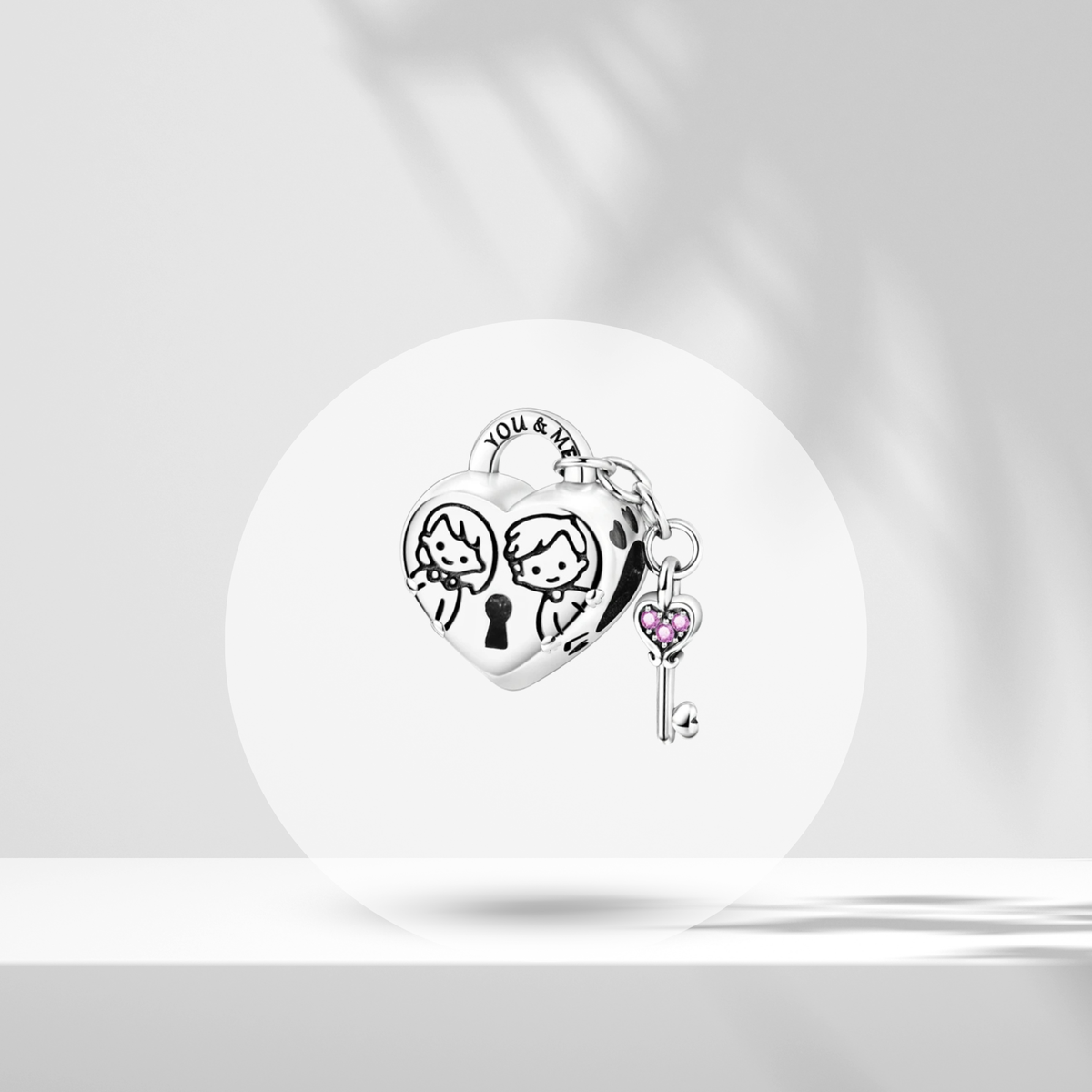 Charm Corazón You & Me con Llave en Plata de Ley 925 - Vijuvera