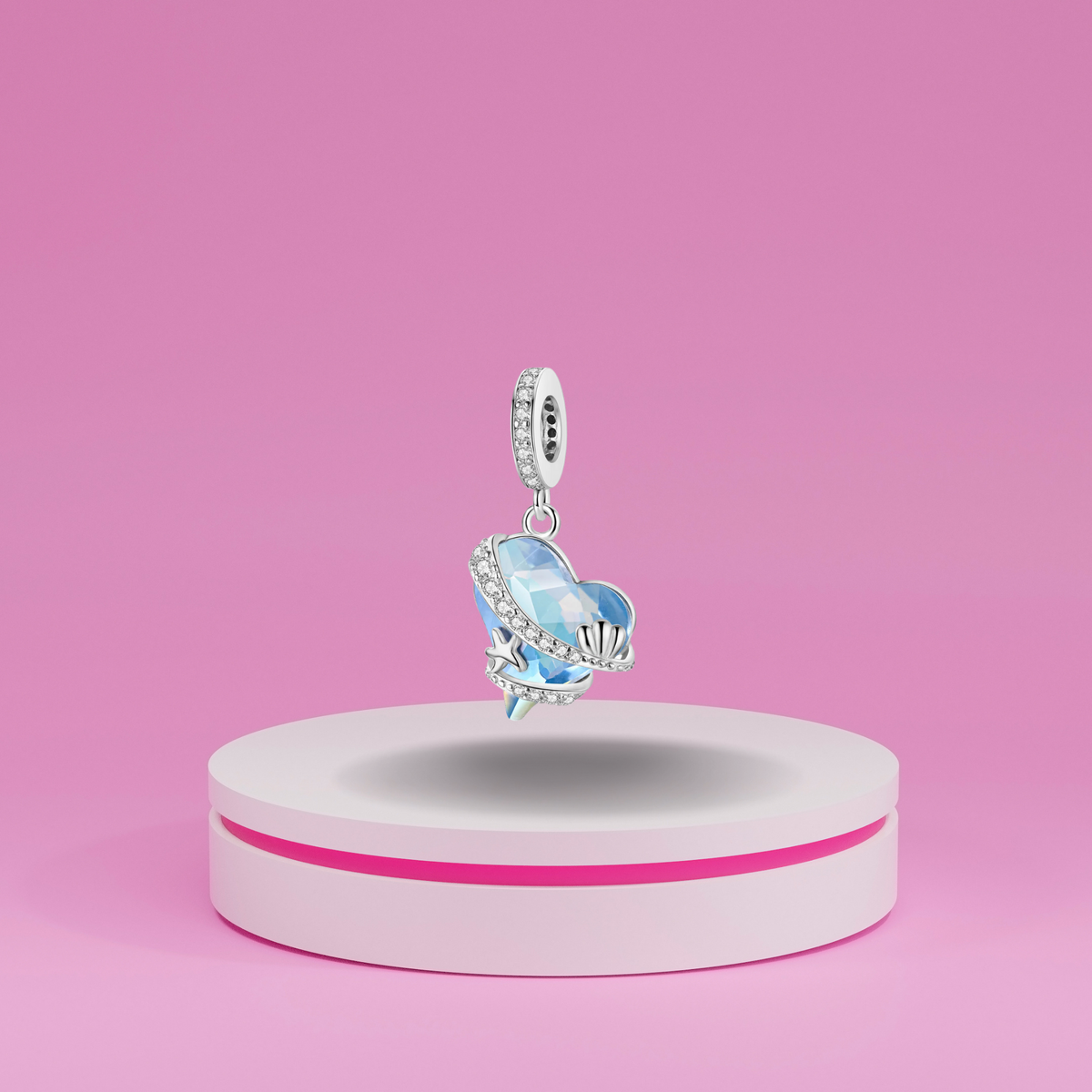 Charm Corazón Océano Azul en Plata de Ley 925 - Vijuvera