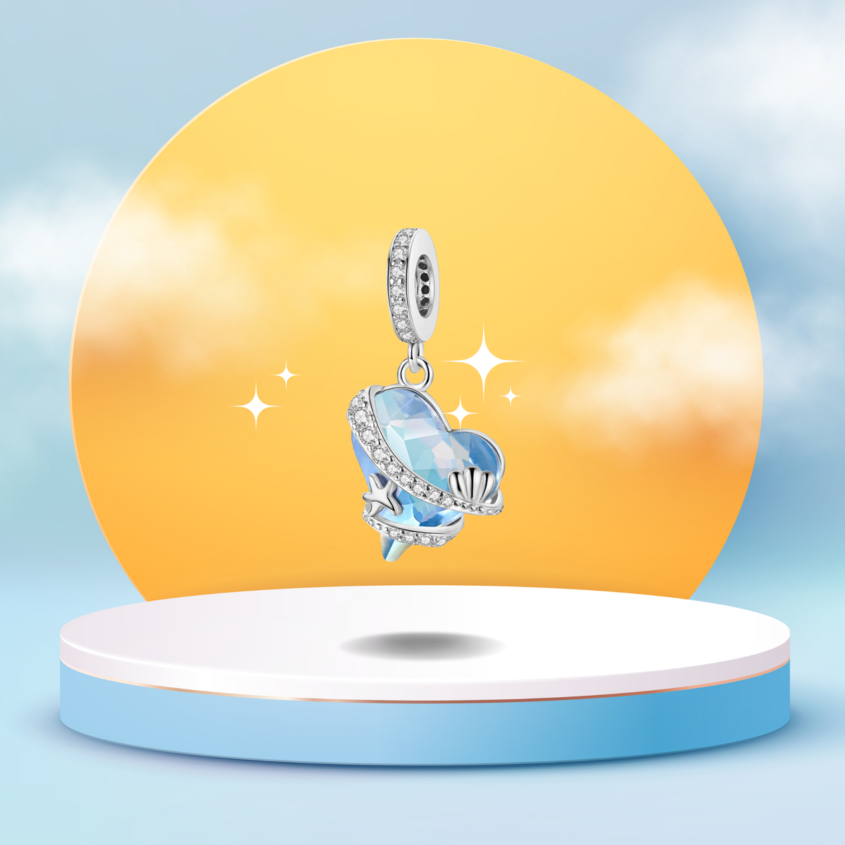 Charm Corazón Océano Azul en Plata de Ley 925 - Vijuvera