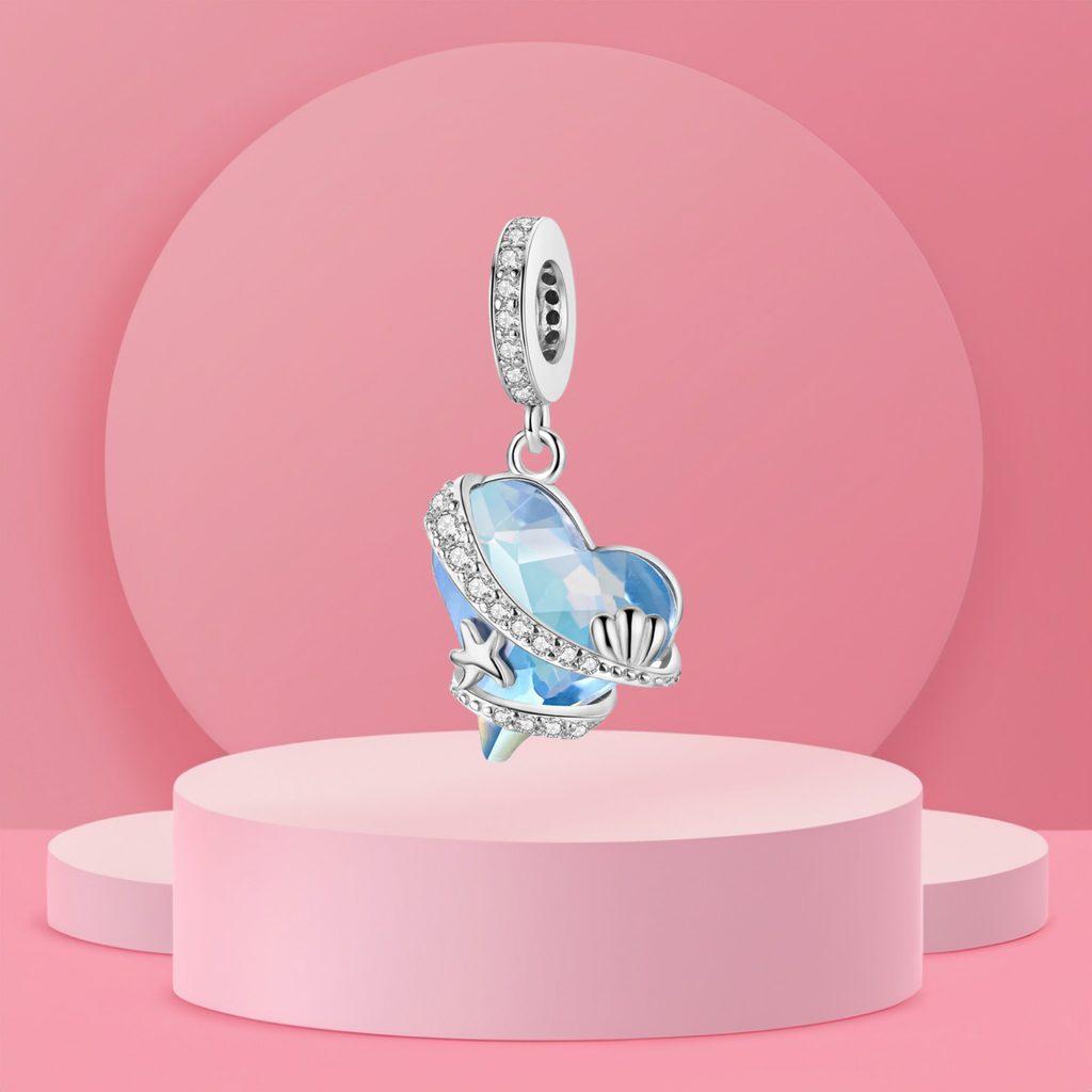 Charm Corazón Océano Azul en Plata de Ley 925 - Vijuvera