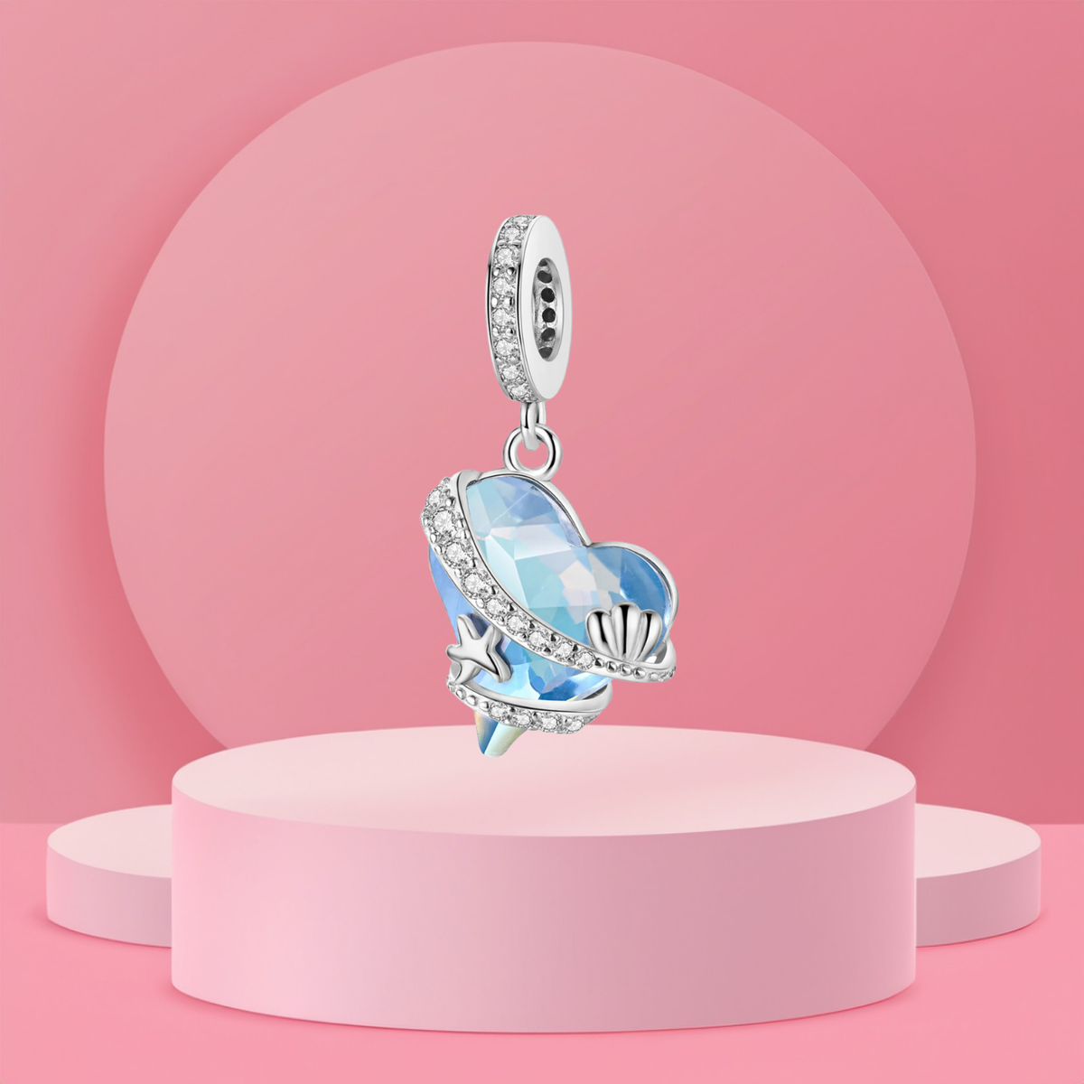 Charm Corazón Océano Azul en Plata de Ley 925 - Vijuvera