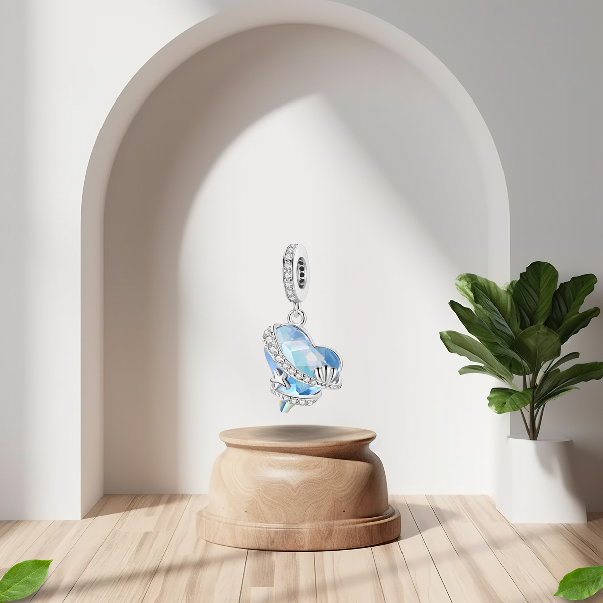 Charm Corazón Océano Azul en Plata de Ley 925 - Vijuvera