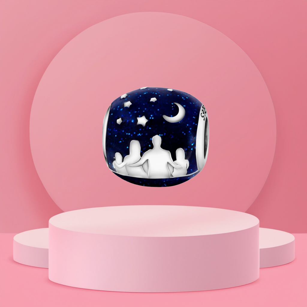 Charm Familia Bajo las Estrellas en Plata de Ley 925 - Vijuvera