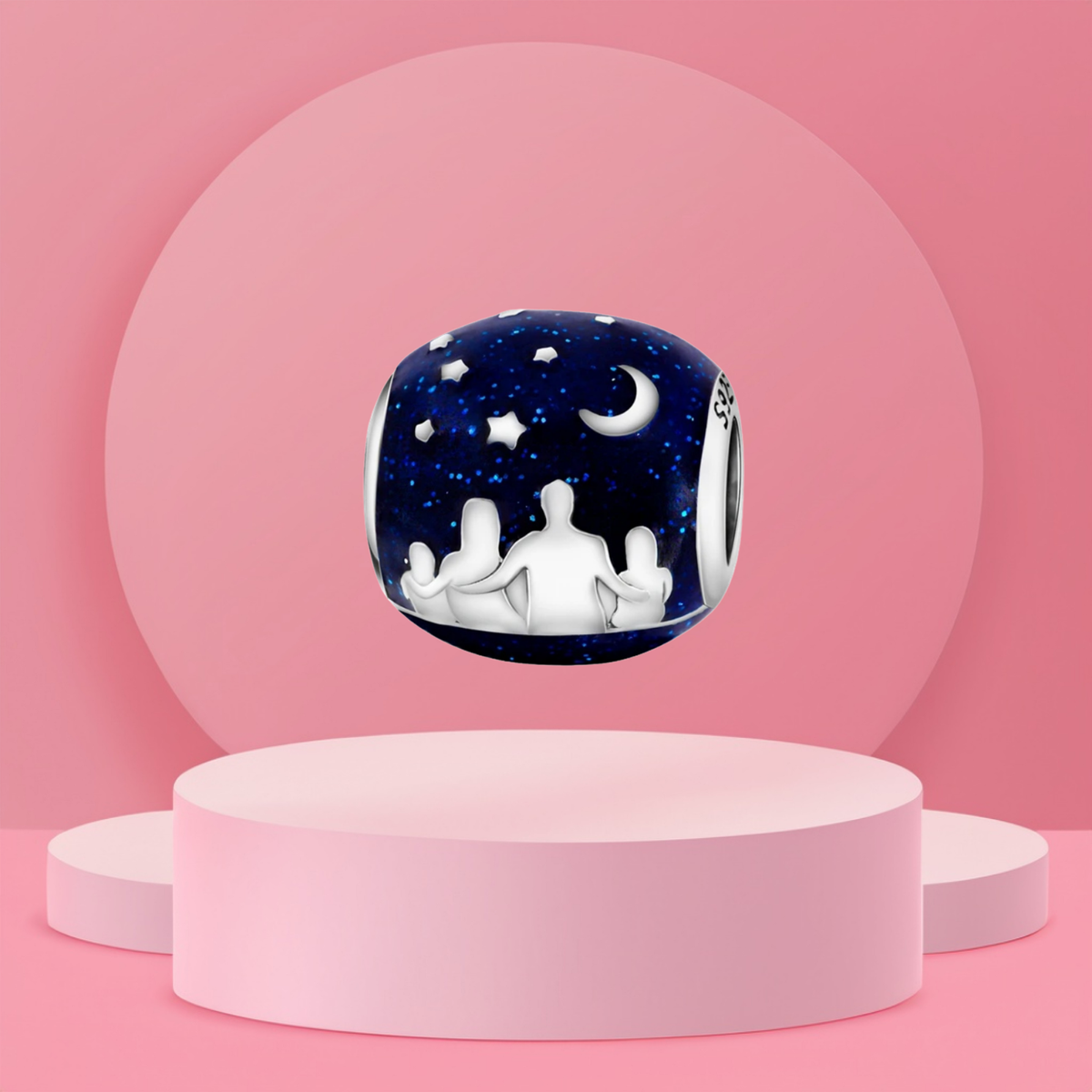 Charm Familia Bajo las Estrellas en Plata de Ley 925 - Vijuvera