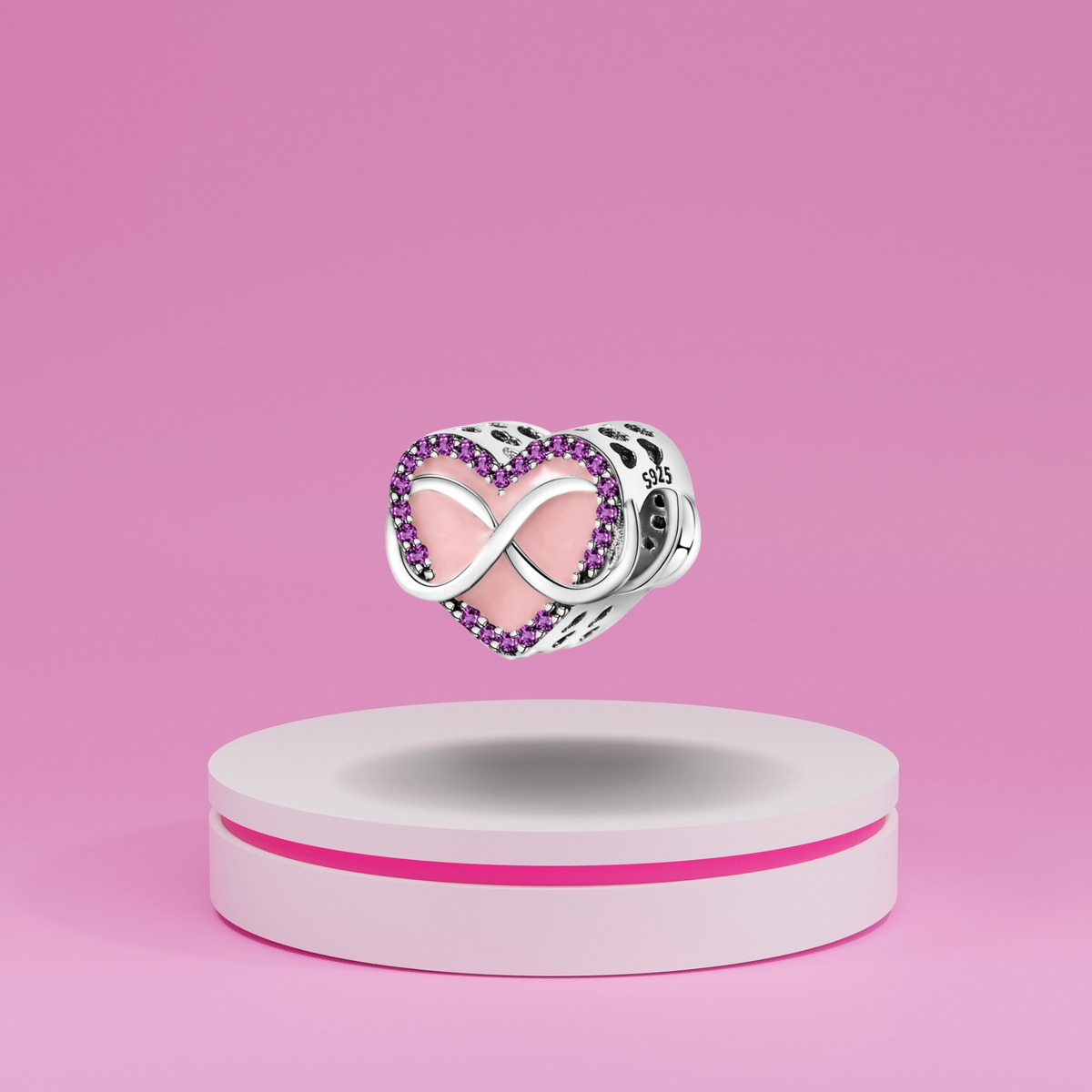Charm Corazón Infinito Rosa y Morado en Plata de Ley 925 - Vijuvera
