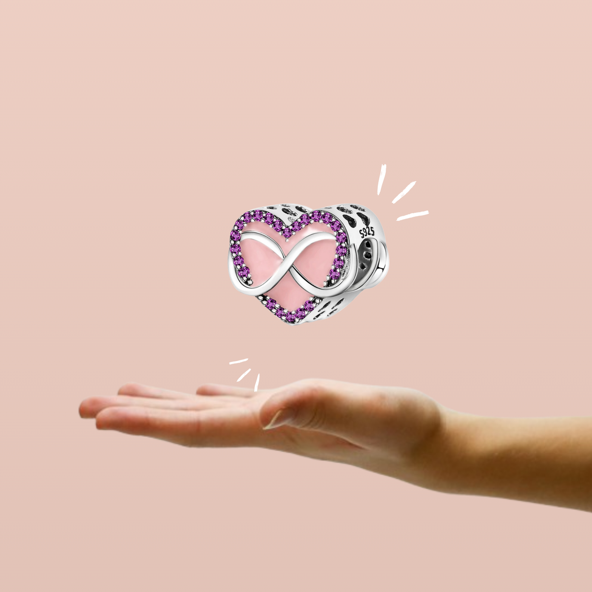Charm Corazón Infinito Rosa y Morado en Plata de Ley 925 - Vijuvera
