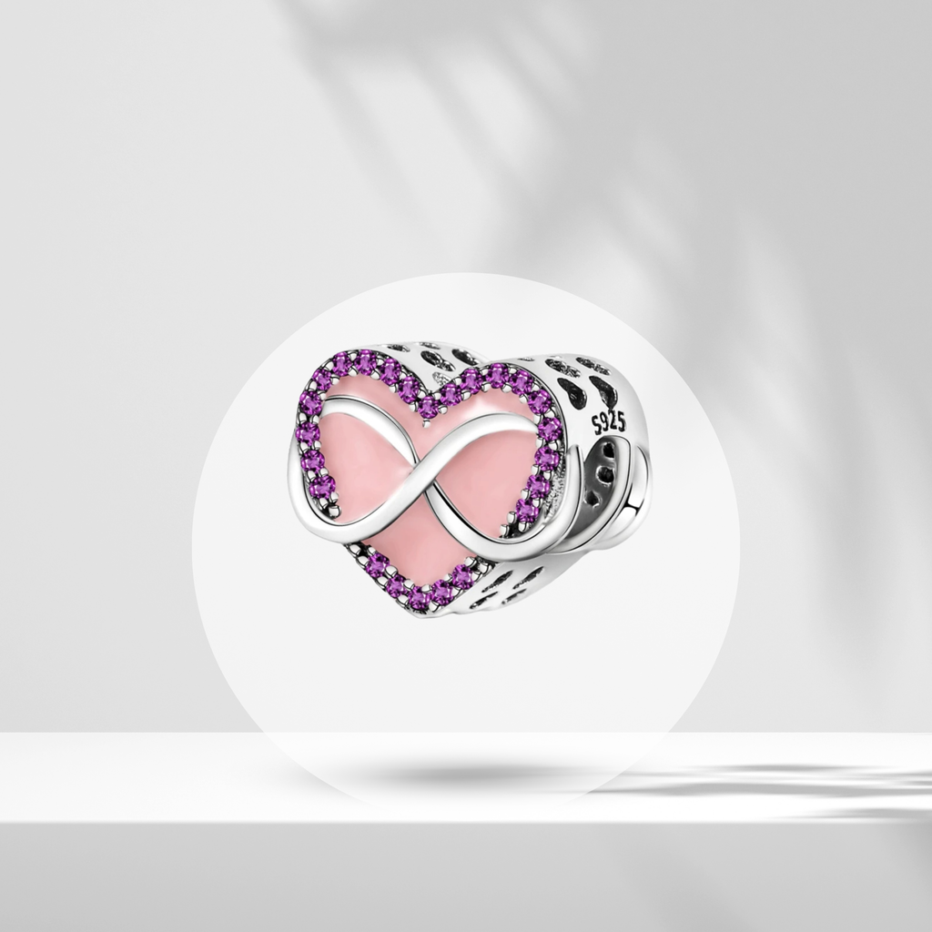 Charm Corazón Infinito Rosa y Morado en Plata de Ley 925 - Vijuvera