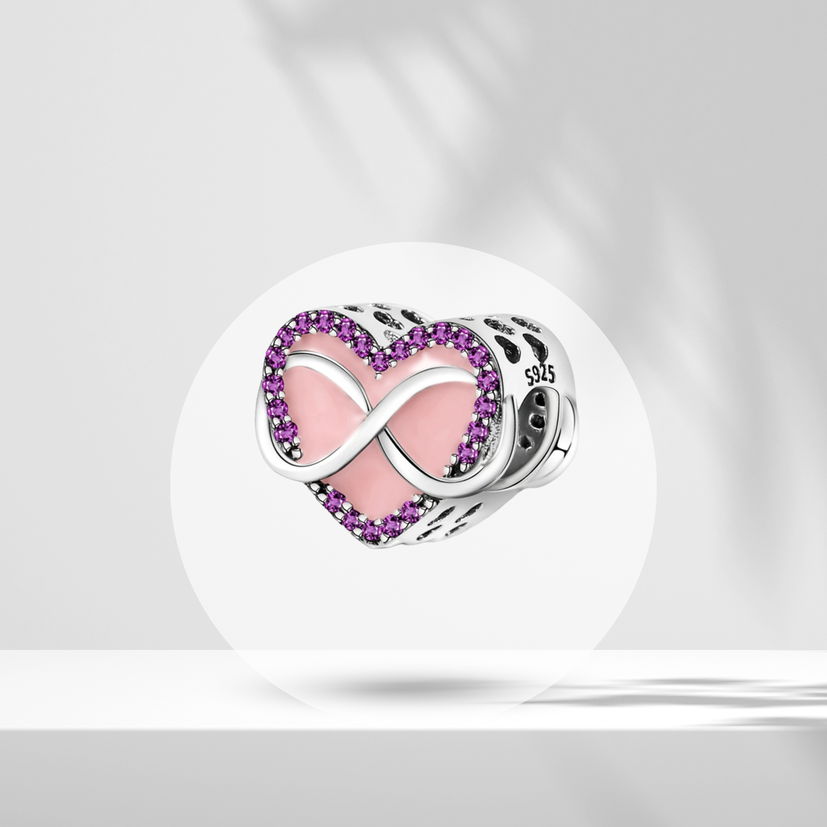 Charm Corazón Infinito Rosa y Morado en Plata de Ley 925 - Vijuvera