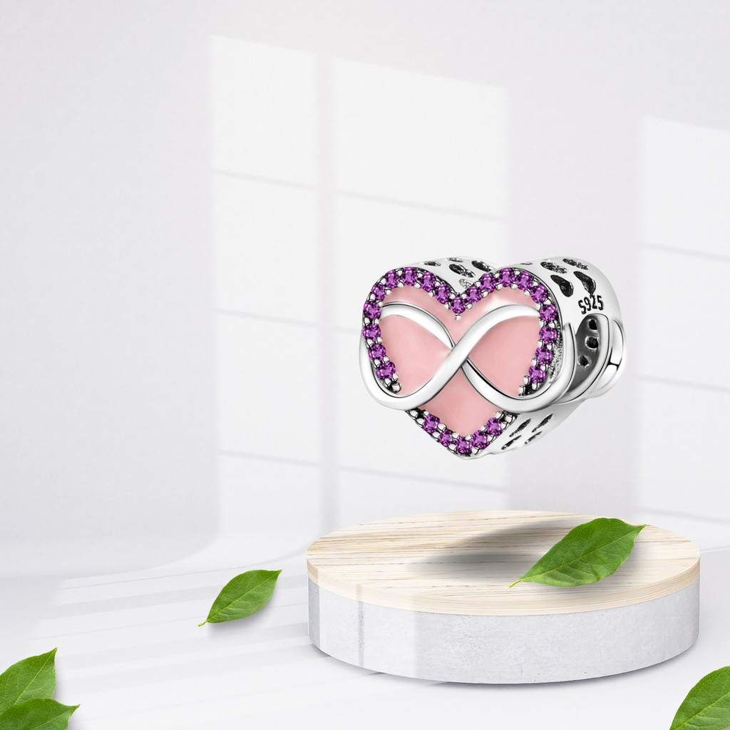 Charm Corazón Infinito Rosa y Morado en Plata de Ley 925 - Vijuvera
