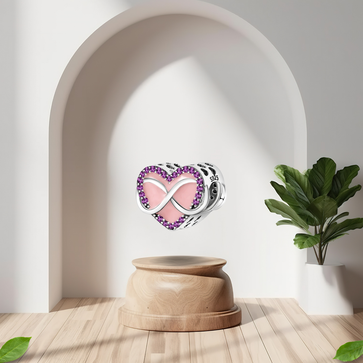 Charm Corazón Infinito Rosa y Morado en Plata de Ley 925 - Vijuvera