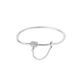 Pulsera Brillante con Cadena de Seguridad en Plata de Ley 925 - Vijuvera