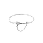 Pulsera Brillante con Cadena de Seguridad en Plata de Ley 925 - Vijuvera