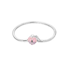 Pulsera Corazón Rosa y Llave en Plata de Ley 925 para Charms - Vijuvera
