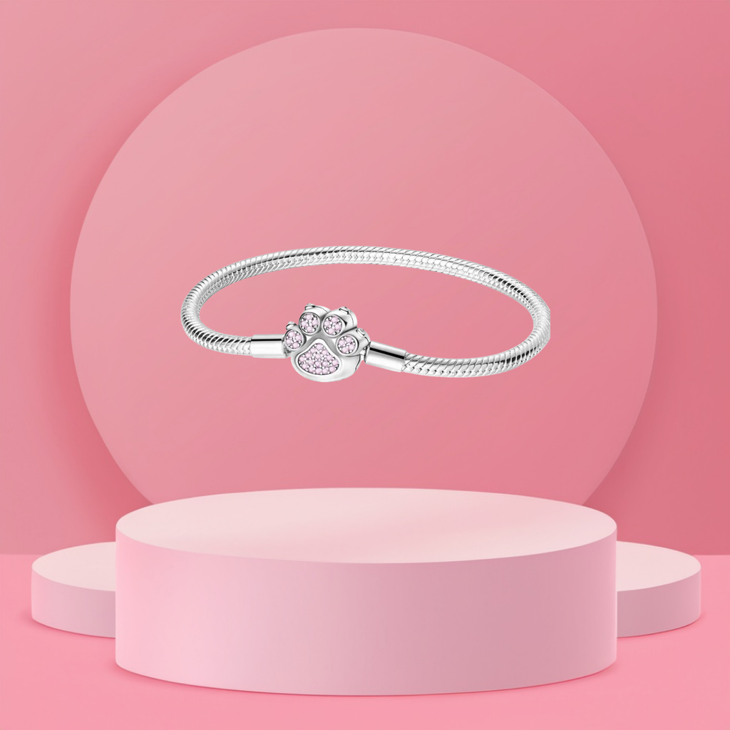 Pulsera Huella Brillante en Plata de Ley 925 para Charms - Vijuvera