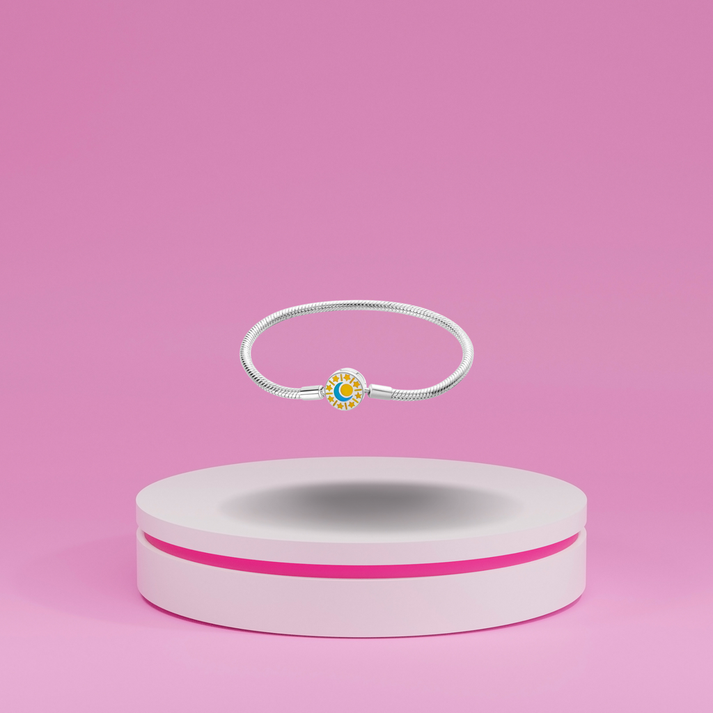 Pulsera Sol, Luna y Estrellas en Plata de Ley 925 para Charms - Vijuvera