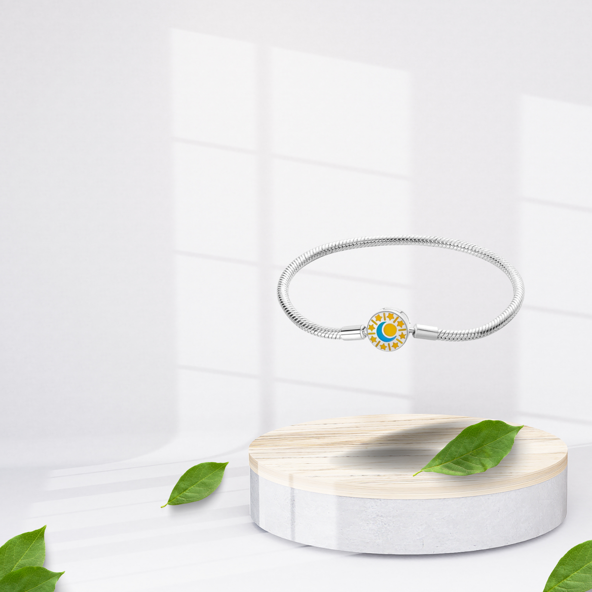 Pulsera Sol, Luna y Estrellas en Plata de Ley 925 para Charms - Vijuvera