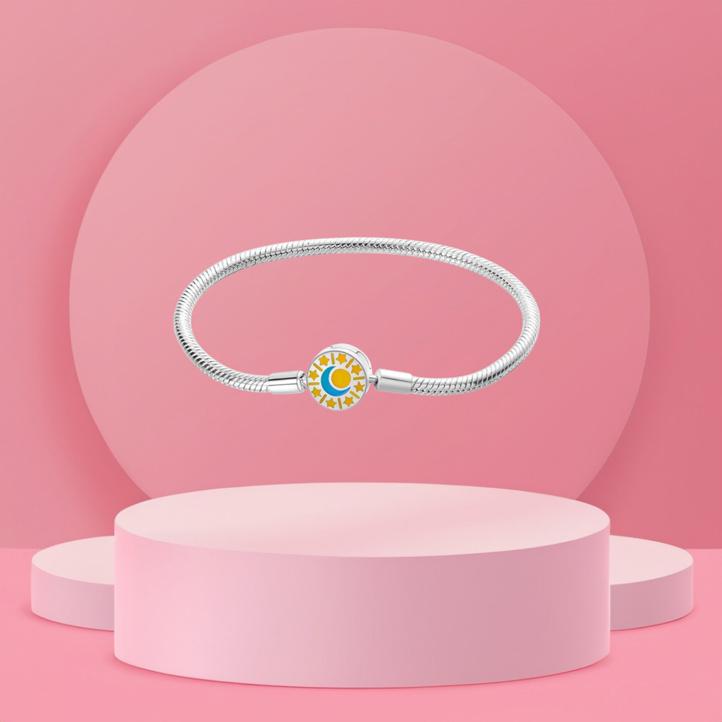 Pulsera Sol, Luna y Estrellas en Plata de Ley 925 para Charms - Vijuvera