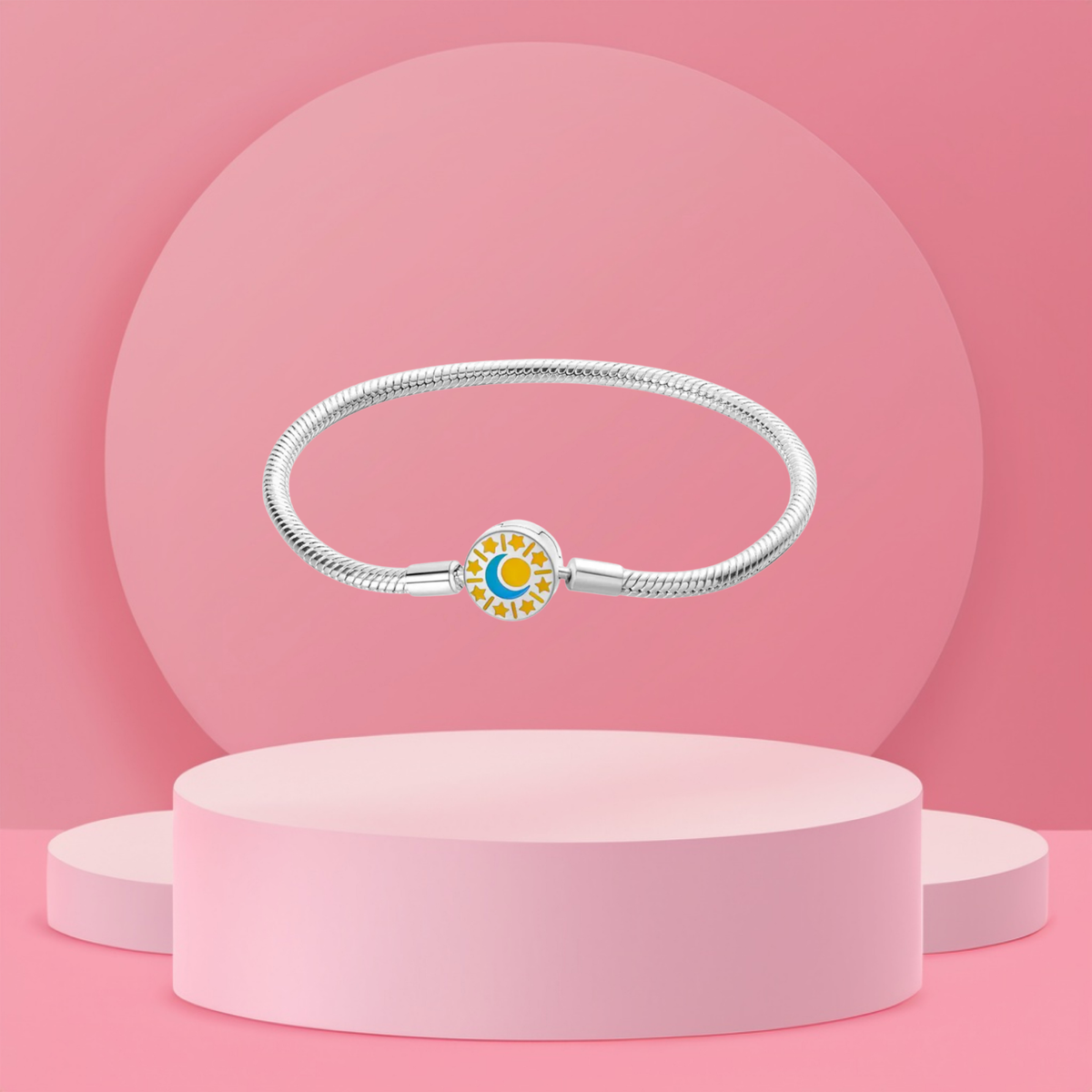 Pulsera Sol, Luna y Estrellas en Plata de Ley 925 para Charms - Vijuvera