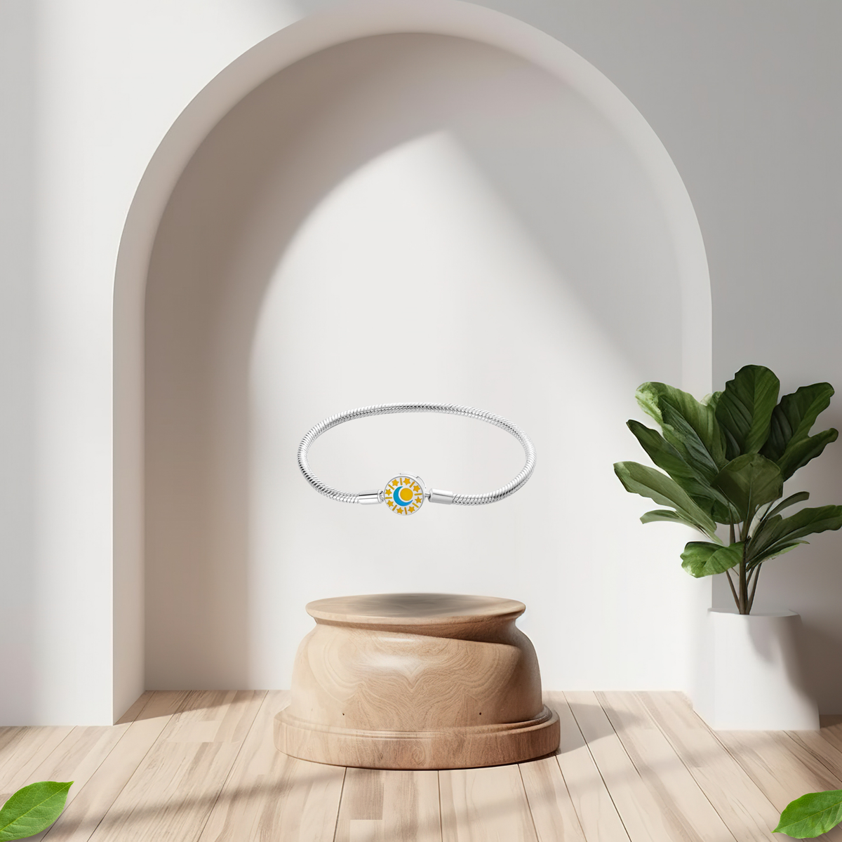 Pulsera Sol, Luna y Estrellas en Plata de Ley 925 para Charms - Vijuvera
