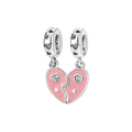 Set de 2 Charms Corazón Dividido Rosa en Plata de Ley 925 - Vijuvera