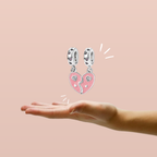 Set de 2 Charms Corazón Dividido Rosa en Plata de Ley 925 - Vijuvera