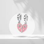 Set de 2 Charms Corazón Dividido Rosa en Plata de Ley 925 - Vijuvera