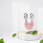 Set de 2 Charms Corazón Dividido Rosa en Plata de Ley 925 - Vijuvera