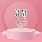Set de 2 Charms Corazón Dividido Rosa en Plata de Ley 925 - Vijuvera